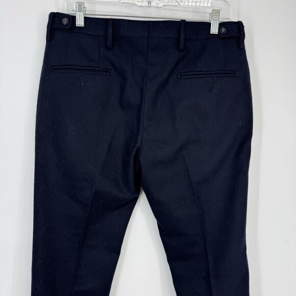 Luigi Fusaro Wool Dress Pants Men size US 32 IT 48 Navy Blue Flannel 33" inseam - Picture 5 of 11